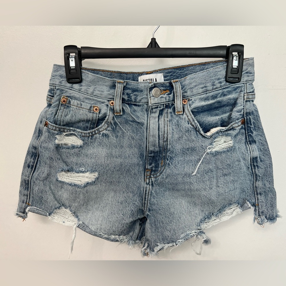 Pistola Light Blue Distressed Denim Cutoff Shorts